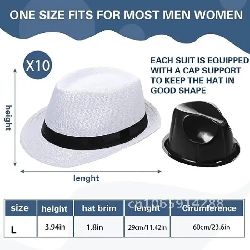 

16/24 Pack Short Brim Sun Panama Hats 1920s Fedora Hats for Wedding Pie Hats Costume Women Party Hat for Men Pork Classic Summer