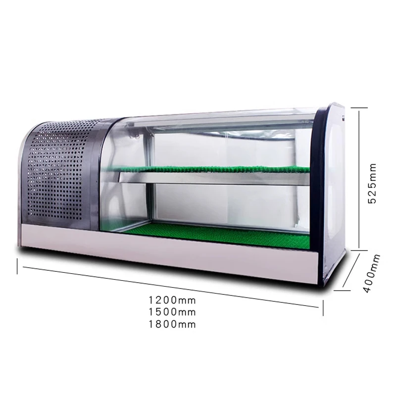 1.2-1.8M Double Layer Sushi Display Cabinet Food Display Cabinet Cake Fresh Counter Refrigerator