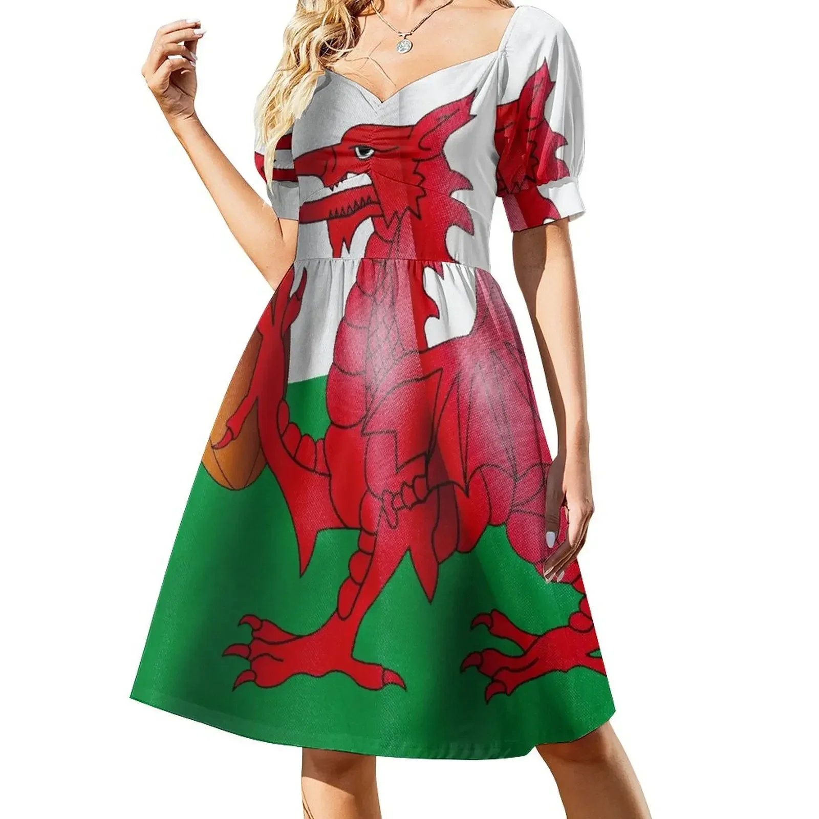 Welsh Dragon Rugby Ball Flag Sleeveless Dress birthday dress for women Dress woman