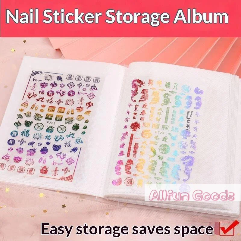 40/80 Slots Empty Collection Book Nail Stickers Storage Book Collecting Decal Organizer Display Notebook Manicure Nail Tool