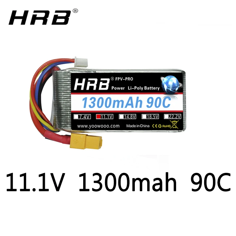 1/2/4 Pack HRB 3S 11.1V 1300mah Lipo Battery 90C 70*35*25mm For RC Product Like RC Quadcopter, Helicopter, Boat, Car, Airplane