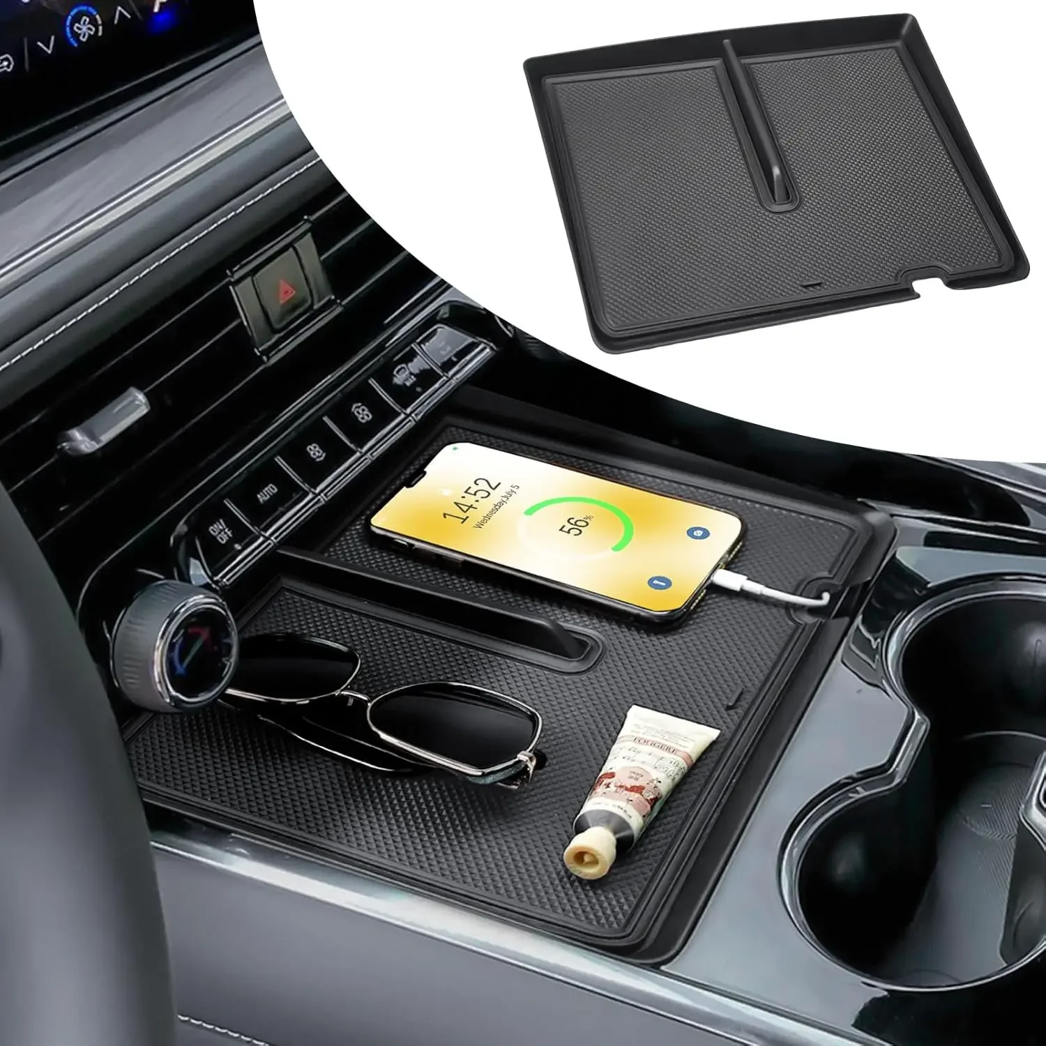 Front Center Console Organizer For Chevy 2025 Suburban & 2025 Tahoe Interior Accessories Front Console Storage Tray Compartment