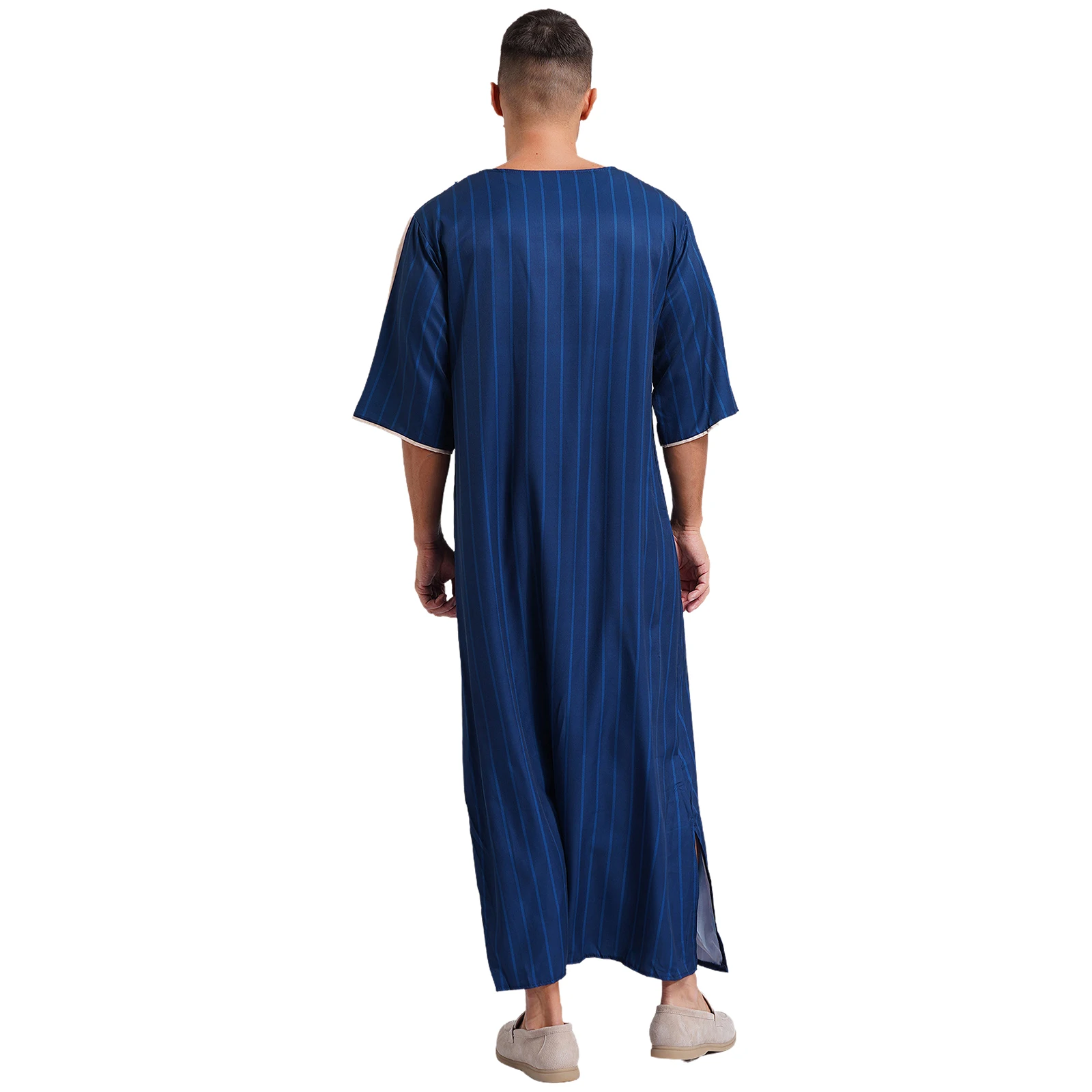 Men‘s Robe Arab Ethnic Shirt Costume Muslim Thobe Kaftan Robe Islamic Middle East Saudi Arabic Loose Long Gown Fancy Dress