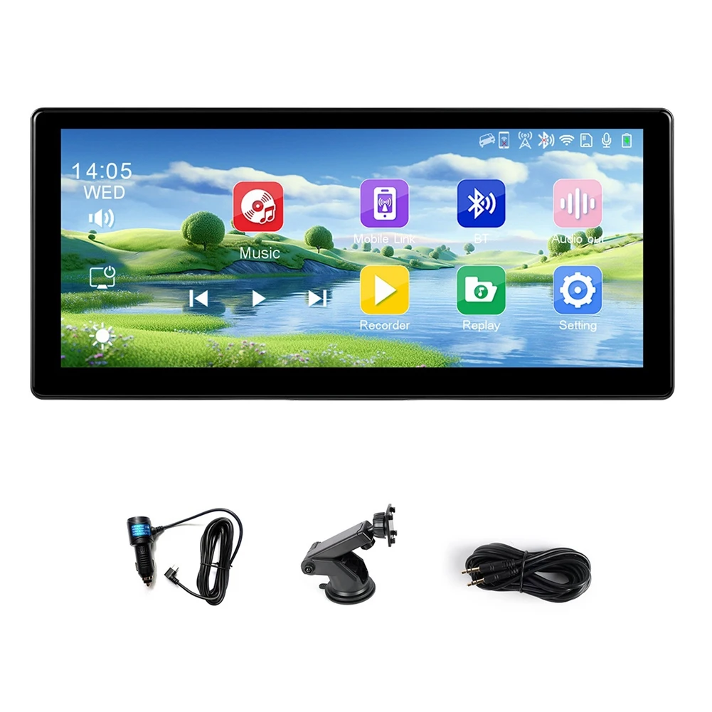 

8,9-дюймовый регулируемый видеорегистратор 4K, беспроводной Carplay, Android, автомобильный видеорегистратор, GPS, FM, AUX, Bluetooth, видеорегистратор, монитор