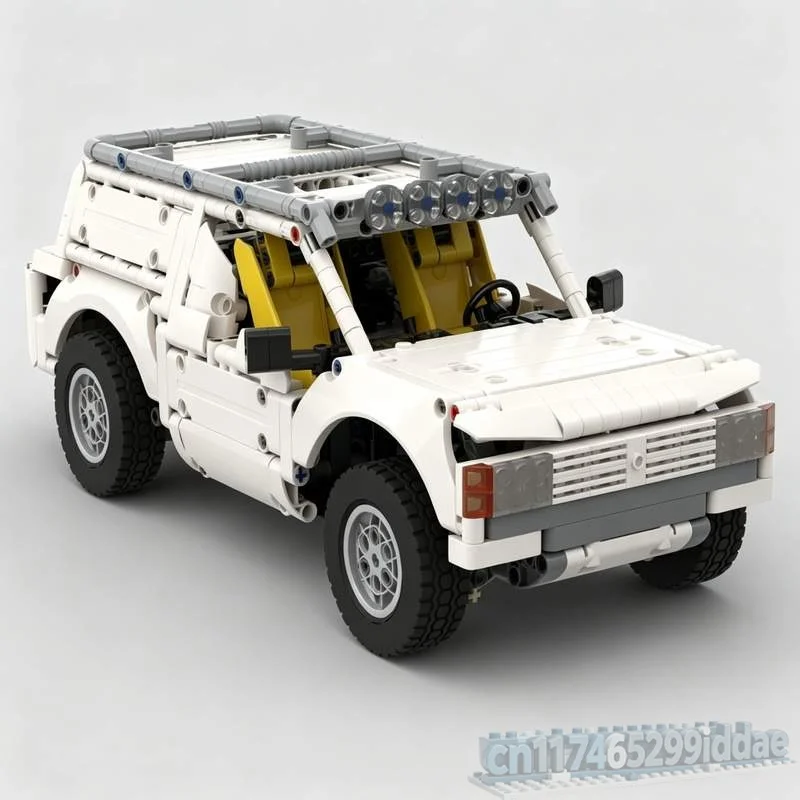 1056PCS White Truck RWD Vehicle Model Custom Puzzle DIY Creative Assembly Building Block Educational Toy Gift Collection Display