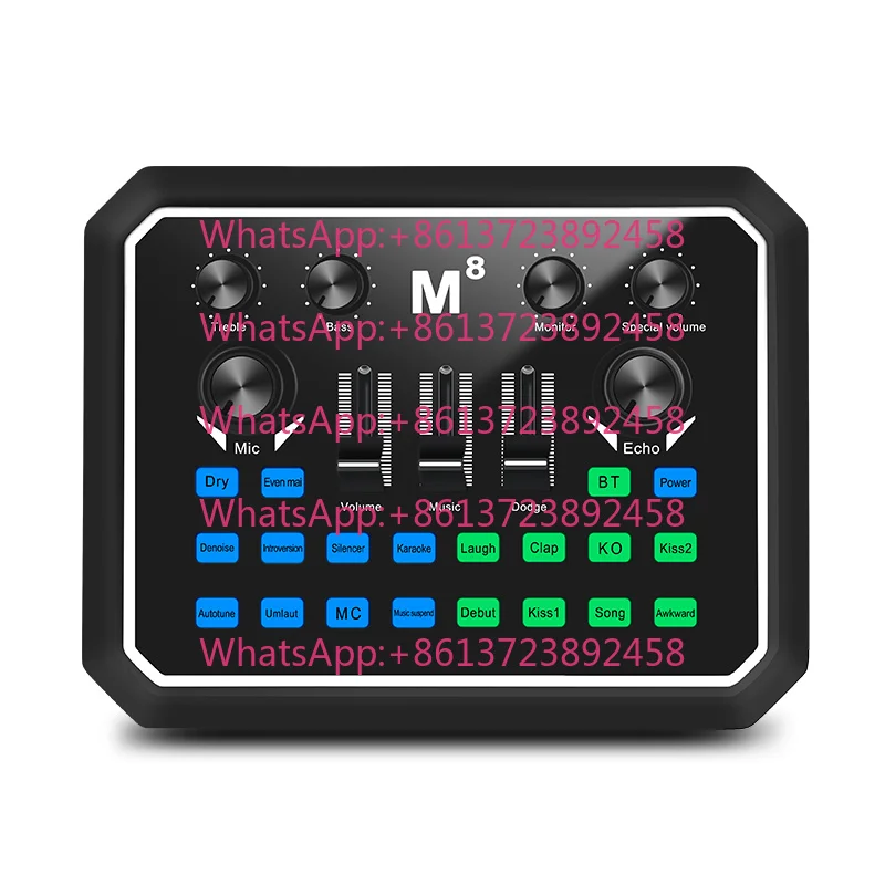 USB M8 External Sound Card Interface For Adjustable Voice Multiple Sound Effects 1000-1499mAh Battery For Live Sound Mixer