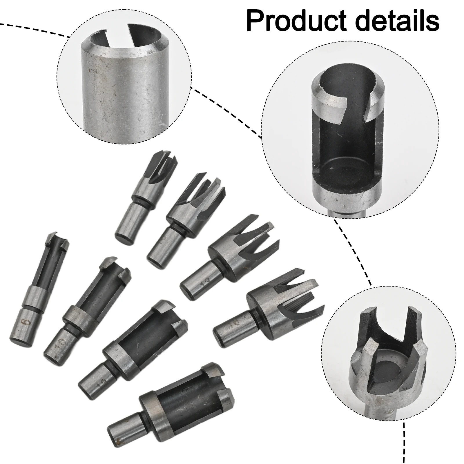 

For Precise Drilling Four Flute Dowel Hole Cutter 8Pcs Drill Bit Set Enlarging Existing Hole Comfortable Handle