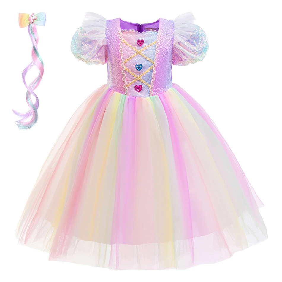 

Baby Girl Rainbow Dresses Halloween Unicorn Dresses Kids Cosplay Costume Summer Clothes Christmas Dress Up Girls Princess Dress