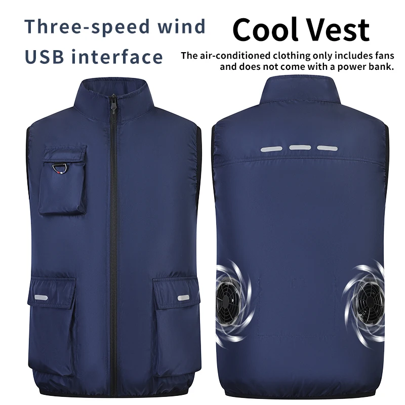 Reflective Stripe Fan-Cooled Air-Conditioned Vest for High-Temperature Work Environments, Leisure Fishing, and Outdoor Hiking