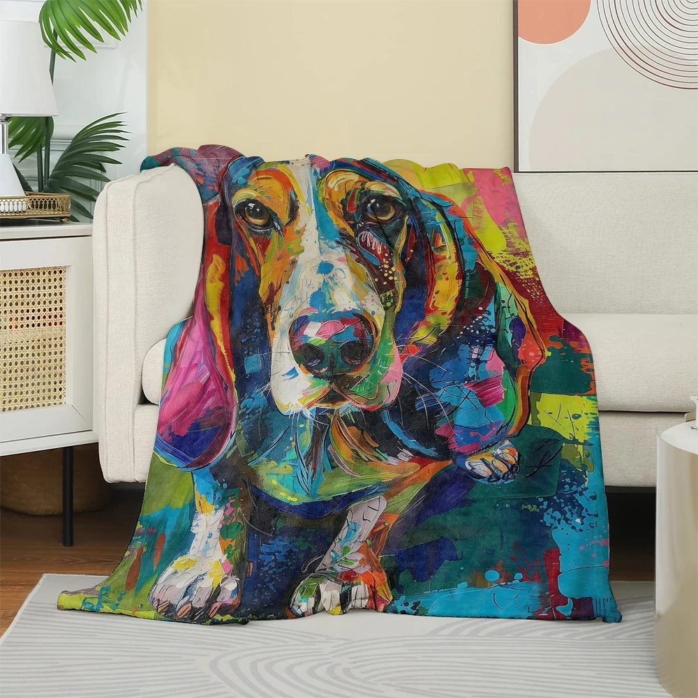 1PC Überwurf Aquarell Hund Tiere Kunst Muster Flanell Decke Dünne Überwurf Weiche Warme Decken Festival Geschenke für Familie Freunde
