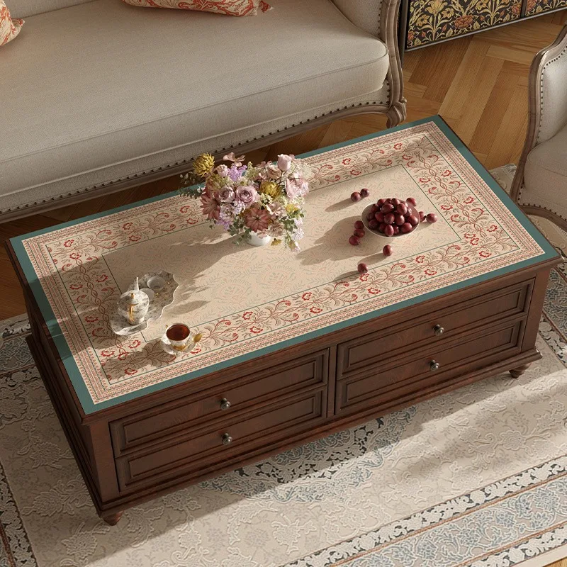 

American Tablecloth Waterproof Oil Proof Mats Creative Floral Dining Table Mat Easy Care Table Pad PVC Mat Cutable Mat Retro Pad