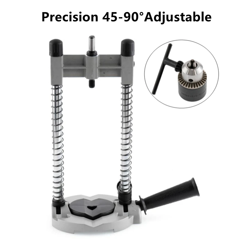 Precision 45-90°Adjustable Drill Guide Attachment with Chuck Drill Holder Stand Drilling Guide for Electric Drill  Universal Ha