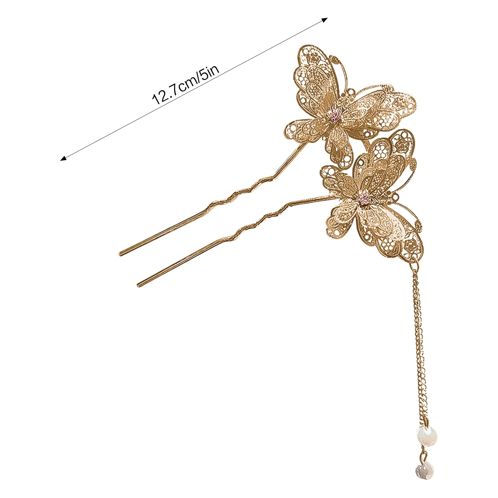 Neo Chinese Double Butterfly Tassel Hairpin Elegant Alloy Vintage Chinese Style For Wedding Party Daily Retro Outfit Women view 6