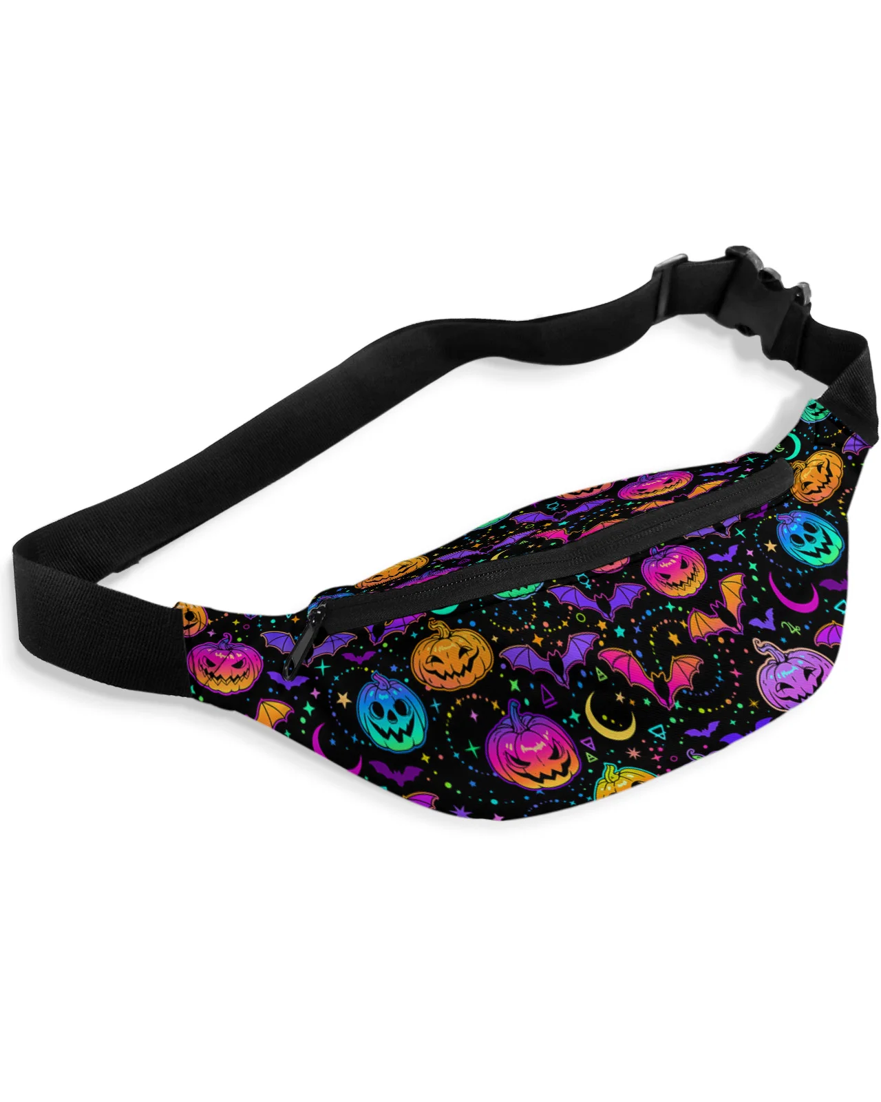 Rainbow Pumpkin Bat Men Wallet Women Waist Bag Fanny Pack Purse Large Phone Belt Bag Wallet Pouch Waterproof Banana Hip Bags