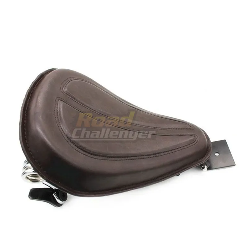 Black/Brown  Motorcycle Large Solo Seat + Brackets Spring for Harley Dyna Fatboy Sportster Softail XL1200 XL883