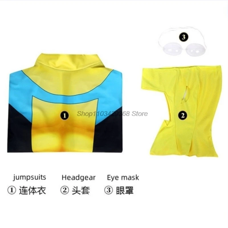 Anime Cartoon Invincible Mark Grayson Cosplay Men Costume Male Superhero Roleplay Fantasia Man Halloween Carnival Cloth Disguise