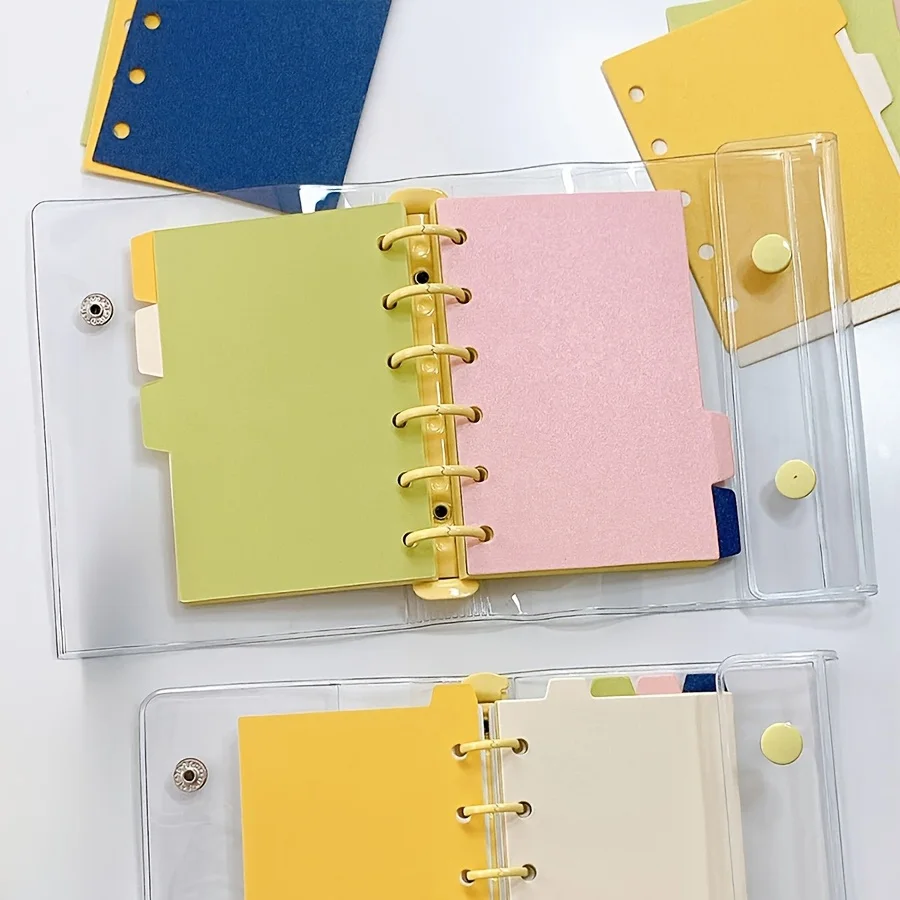 5 قطع من صفحات فاصل الفهرس، مجلد حلقي ذو 6 فتحات، صفحات فاصل دفتر الملاحظات A7، صفحات الفهرس، ملصقات التصنيف، مخطط المذكرات