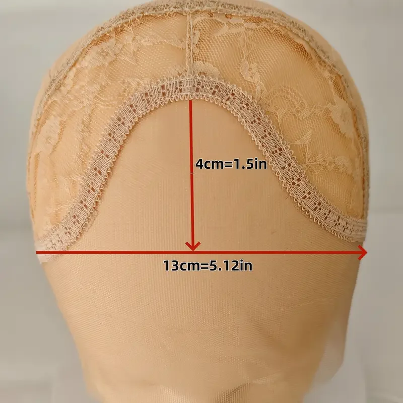 Beige Lace Frontal Wig Cap - Breathable Mesh Fabric with Elegant Floral Pattern, Ideal for Hair Styling and Protection