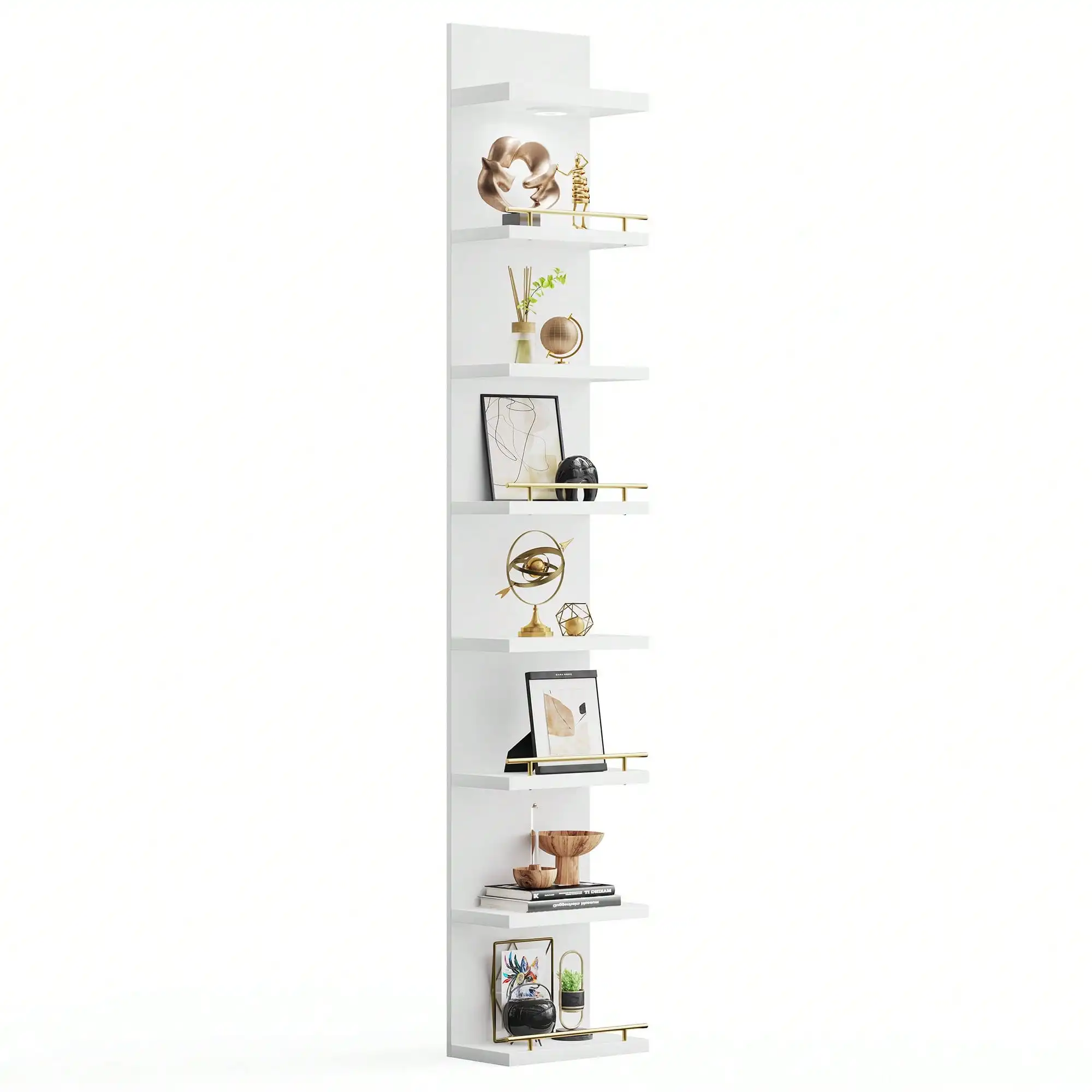 8 Tier Wall Shelf Unit Floating Shelves With LED Light/Anti-Slip Rails, Display Floating Shelves For Bedroom, Living Room,Bathroom