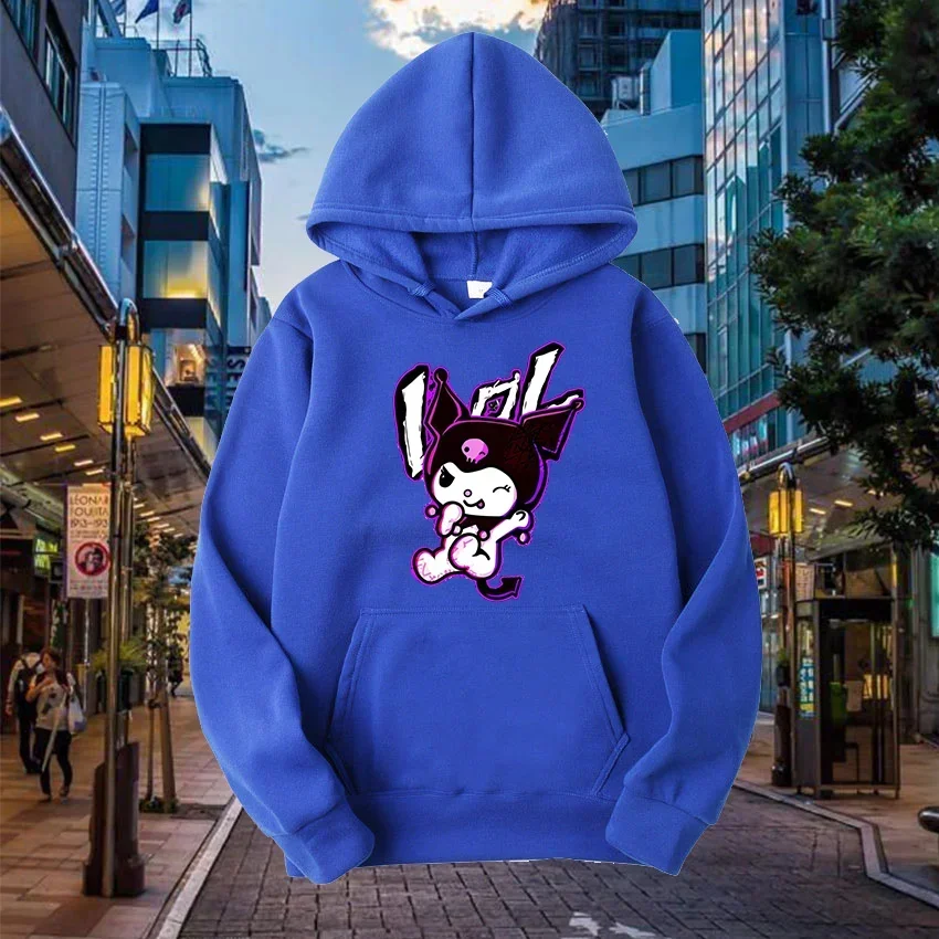 Cartoon Graphic Printed Male Sweatshirts Kawaii Kuromi Classic Pattern Anime Trendy Long Sleeve Men Hoodies Autumn Winter Tops