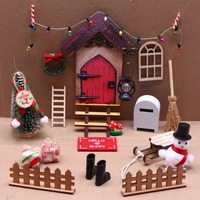 New 1:12 Mini Dollhouse Elf Door Christmas Decoration Handmade Miniature Scene DIY Crafts Doll House Mini Garden Decoration