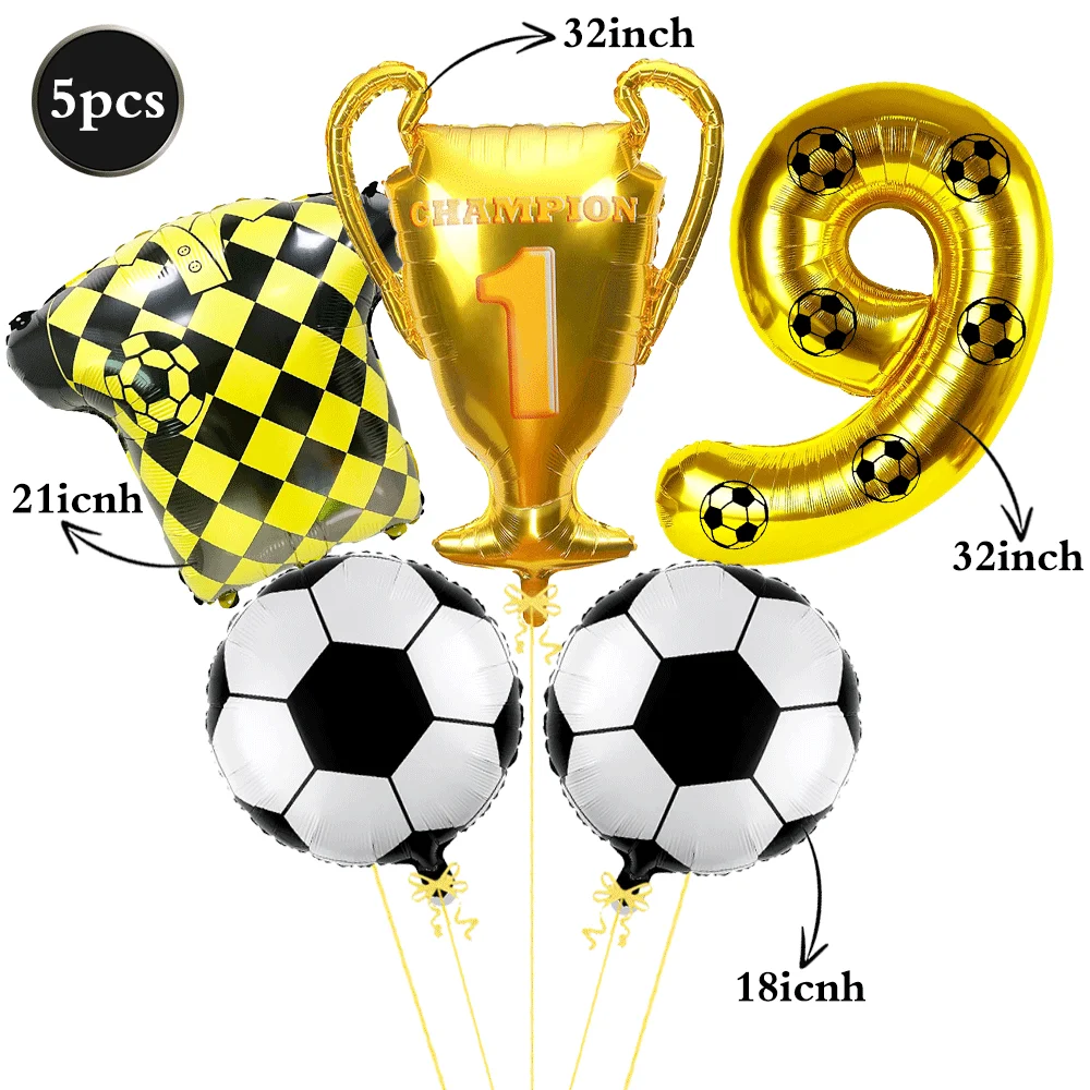 Soccer Balloons Championship Trophy Jersey Balloon 32In Golden Digit DIY Number Balloon Kids Football Birthday Party Decorations view 6