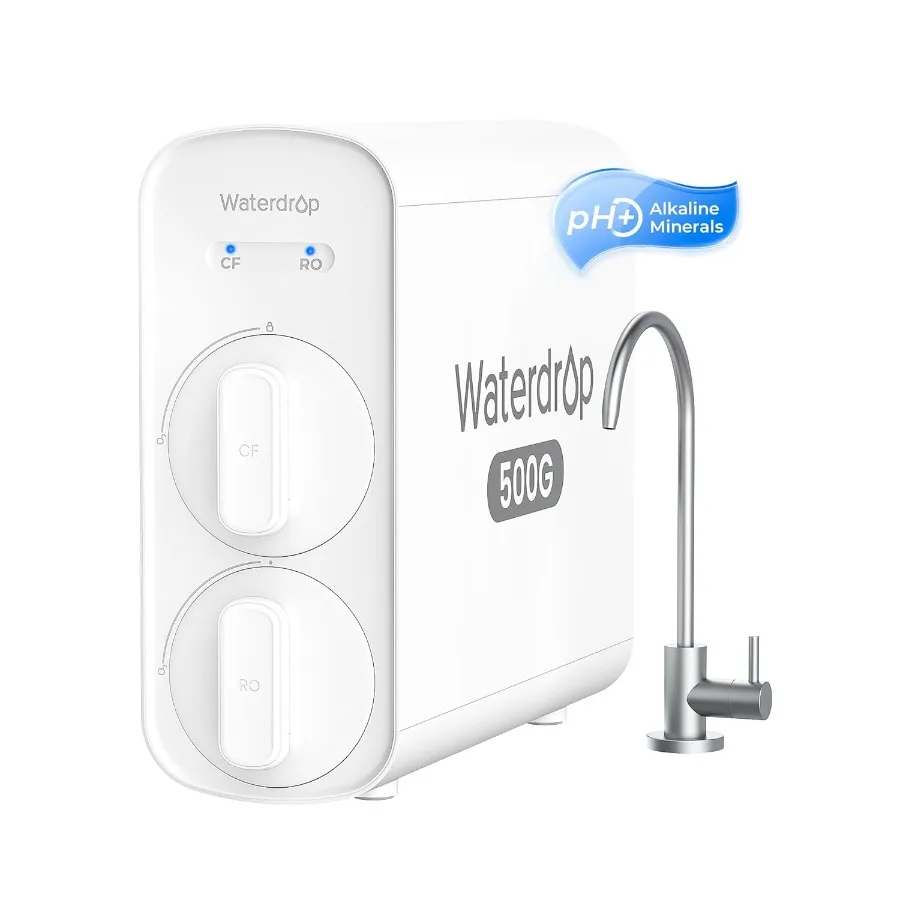 

8 Stage Reverse Osmosis Water Filter System with Red Color Housing NSF/ANSI 58 372 Certified 500G Capacity 2:1 Pure to Drain Ra