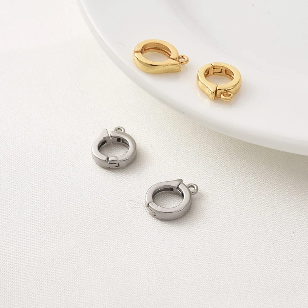 

Copper-plated 18K Real Gold O-shaped Buckle, Handmade Diy Necklace Pendant, Connecting Buckle, Bracelet, White Gold Finish Clasp