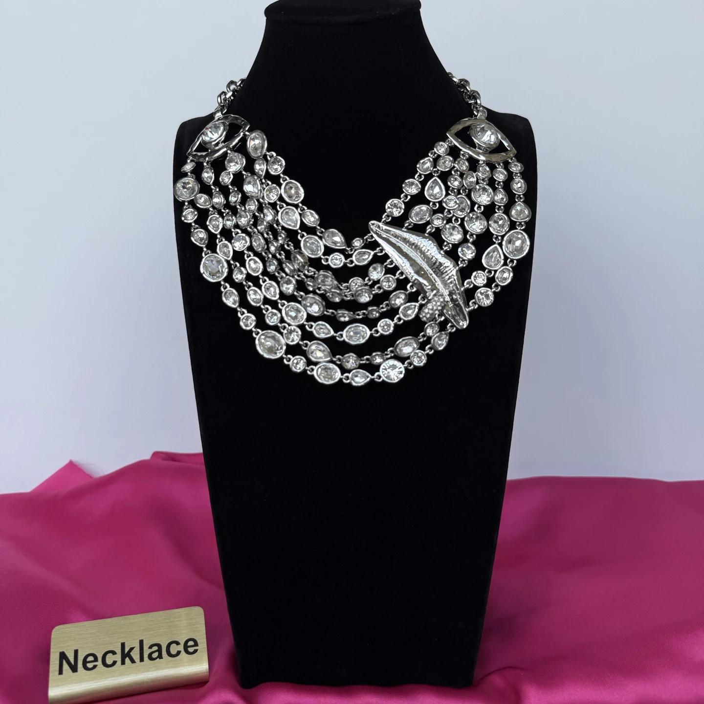 Top Quality Lip Multi Layer Crystal Bracelet Necklace Luxury Set Women Designer Brand Gorgeous Party Jewelry