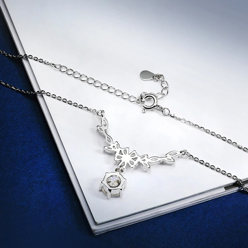 Halaile 1CT D Color Moissanite S925 Sterling Silver Cassia Twig Necklace Trendy Neck Chain Fine Jewelry Women Wedding Gift