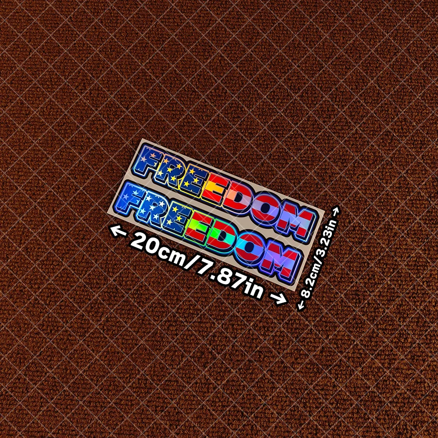 Two-piece set of FREEDOM creative reflective laser motorcycle stickers, sun protection and water-resistant car stickers