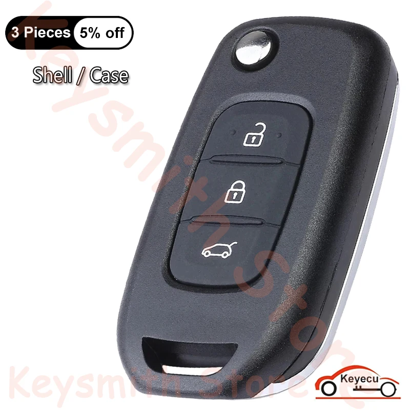 

KEYECU 3 Buttons Case for Renault Megane III Kadjar Captur Symbol Twingo Sandero for Dacia Duster Auto Flip Remote Key Shell Fob