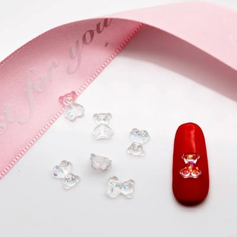 Q1FB 200pcs/set ab gummy bear beads beads crystal bear bear tharms for acrylic nails contlulful gummy bear art decoration