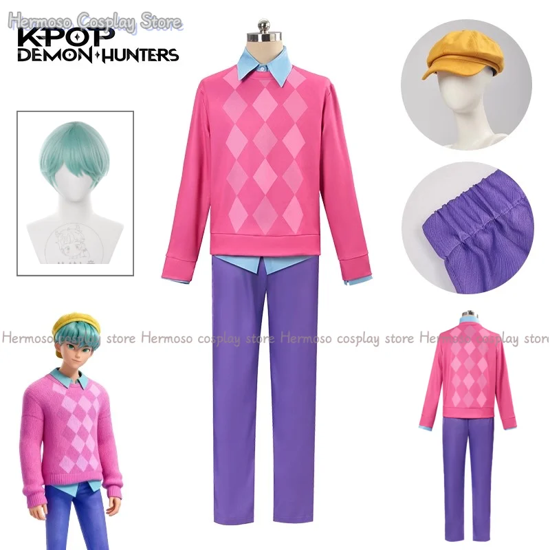 Kpop Demon Cosplay Saja niños bebé SODA POP disfraz peluca Kawaii encantador suéter rosa fuerte sombrero amarillo trajes lindos disfraces de Halloween