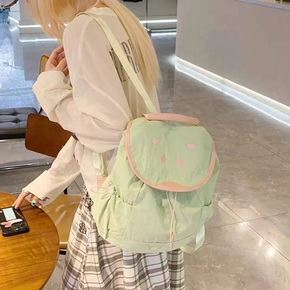 Ransel Serut Stroberi Warna Dopamin Ransel Nilon Buah Gaya Korea Travel Tahan Air Kapasitas Besar