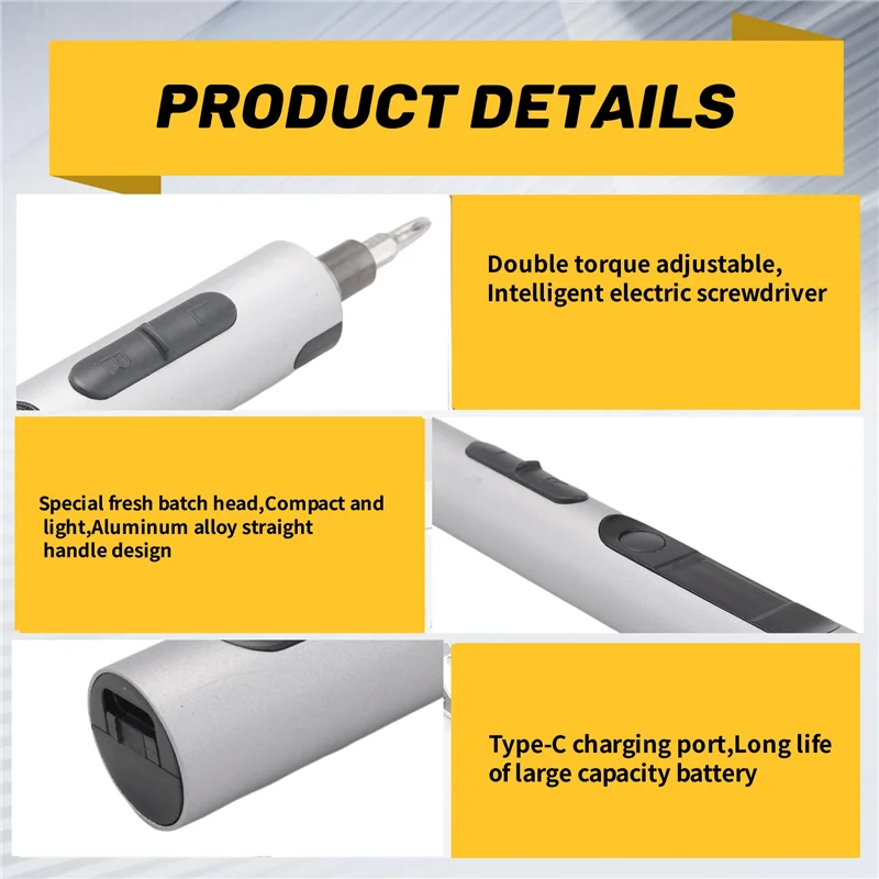 A04G-Torque Obeng Listrik Mini Perbaikan Presisi Set Obeng Magnetik