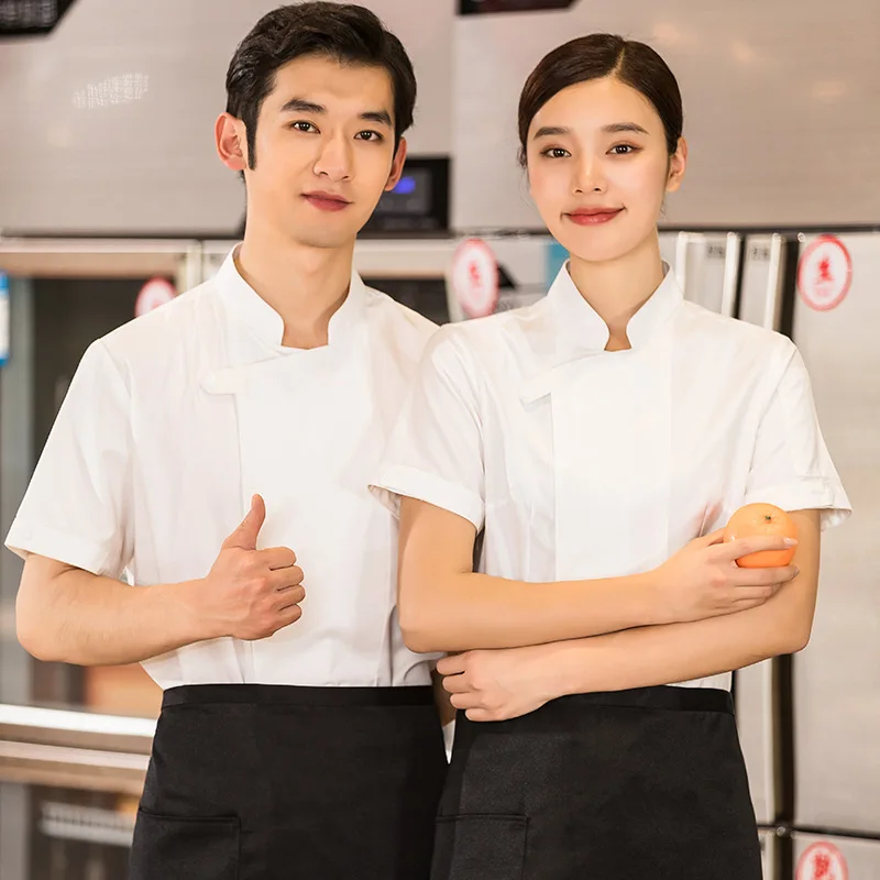 Chef Uniform ฤดูร้อนสไตล์จีน Breathable ห้องครัวสไตล์จีนแผ่นเคสผ้าเชฟ Chef Overalls ผู้ชาย Dining ฤดูร้อน Clot