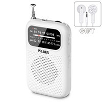 PRUNUS Pocket Radios receiver Portable AM FM Mini Walkman 2 AAA Battery Radio with Headphone Speaker for Walking Hiking Camping