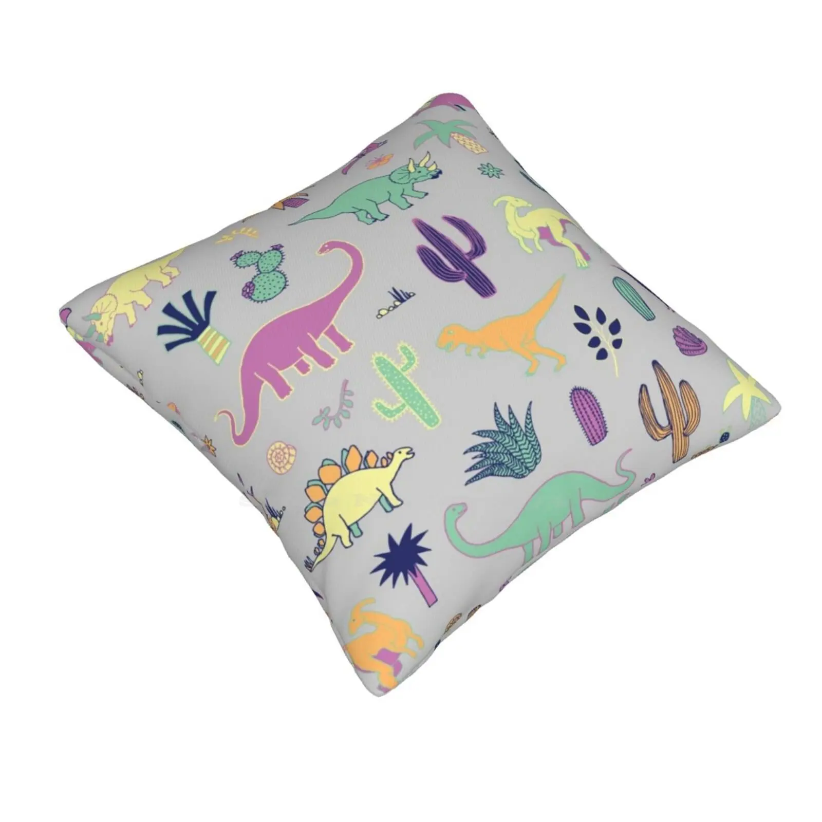 Dinosaur Desert-Peach , Mint And Navy-Fun Pattern By Cecca Designs Home Sofa Car Cushion Cover Pillowcase Dinosaurs Stegosaurus