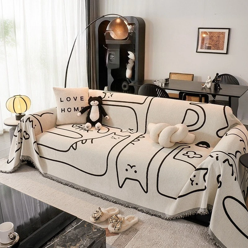 Chenier Sofa Cover Fabric All Season Universal Sofa Towel One Piece Anti Cat Scratch Pad Home Textile Creative and Cute