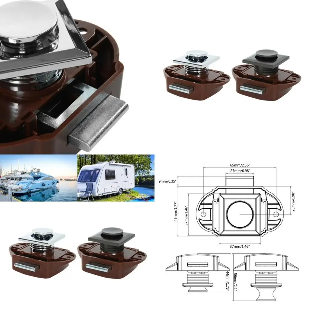 

02DE Pull Handle CaravansBoat Cabinet Drawer Button Locks Keyless For Furniture
