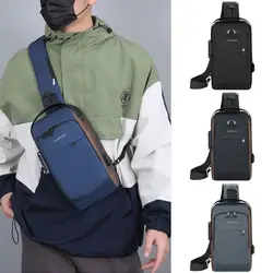 Oxford Cloth Men's Shoulder Bag Anti-theft USB Charging Travel Sling Chest Bag Large Capacity Waterproof Crossbody Bag