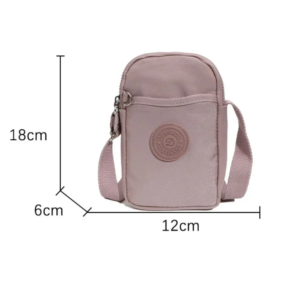 Bolsa de ombro de nylon para mulheres Multi camada Grande capacidade Bolsa para celular Zíper Bolsa de cor sólida Carteira, Moda