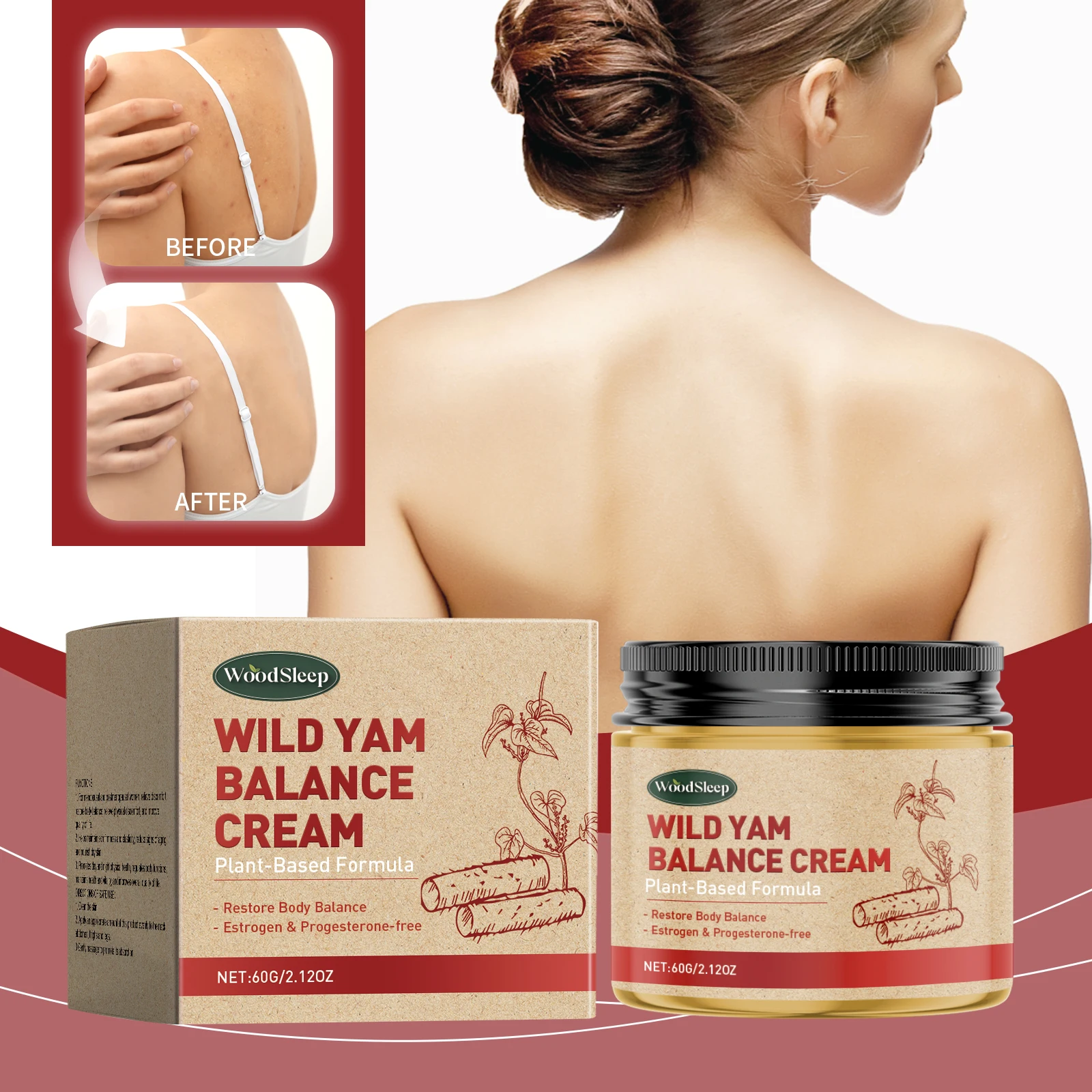 

WoodSleep Многофункциональный крем Wild Yam, увлажняющий и увлажняющий, успокаивающий баланс, дискомфорт для тела, увлажняющий кожу