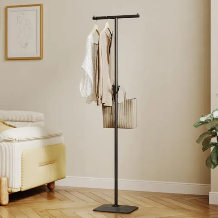 

Modern Coat Rack FreestandingMetal Standing Coat Rack Coat Tree with a geometric cast iron base and hooks T Shaped Coat Hanger
