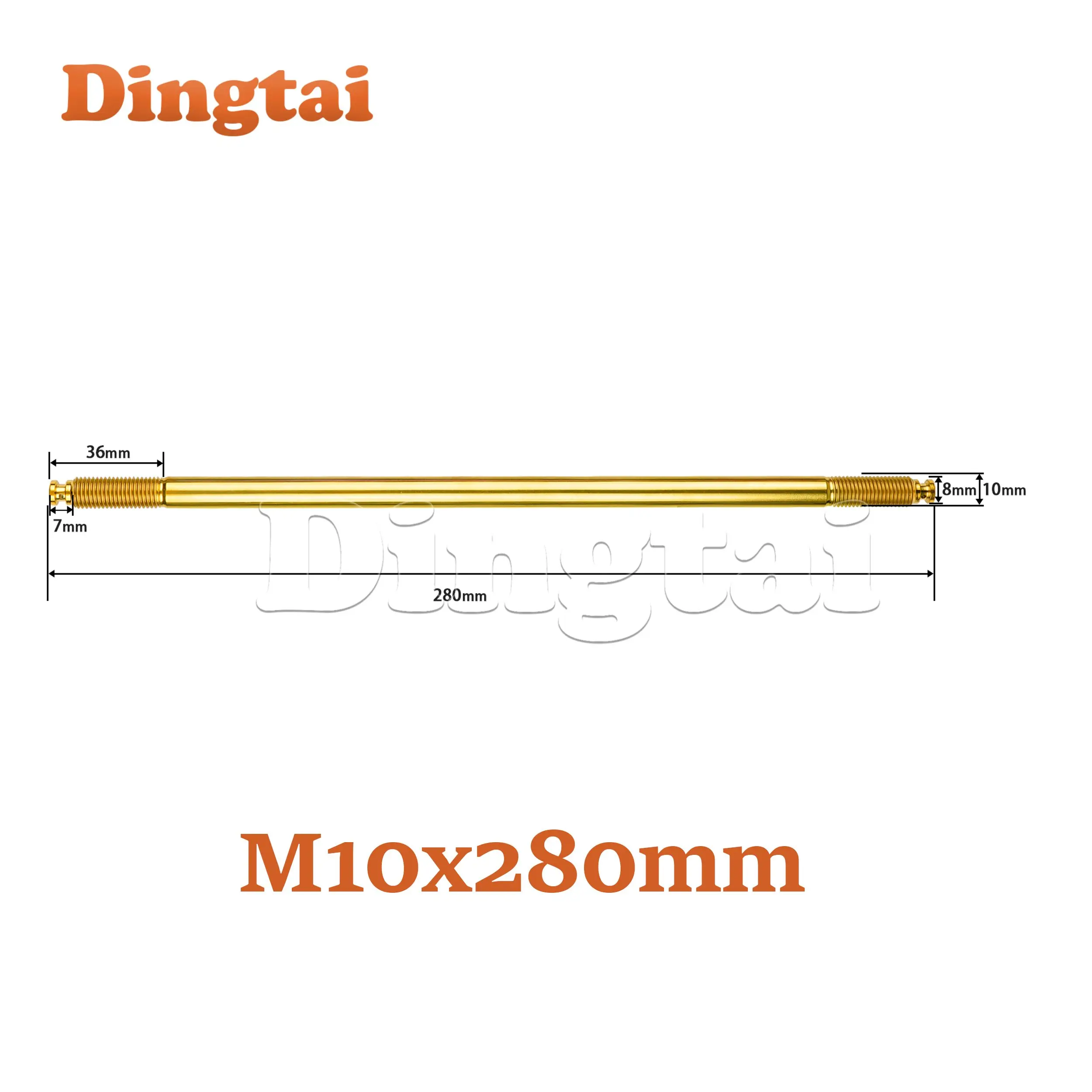 Dingtai Titanium Bolt Axle Core Front Wheel Axle M10x280mm Pitch1.25mm for Motorcycle Electric Vehicle Modification