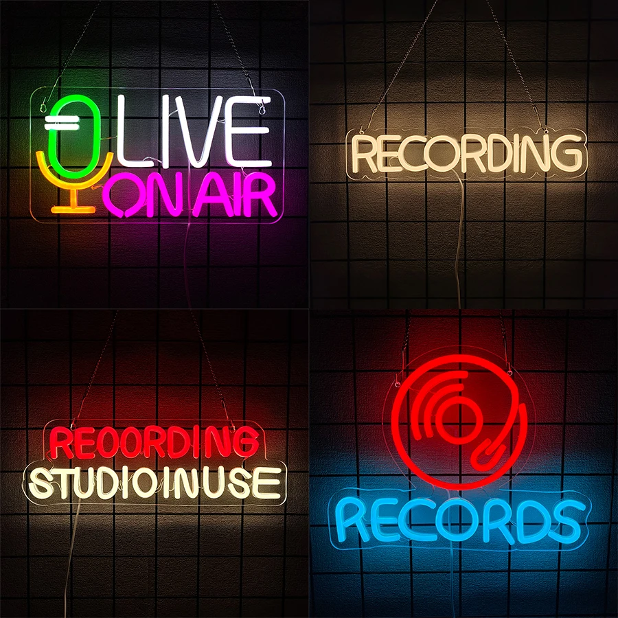 Recording Neon Sign For Wall Decor,Led Neon Light For Recording Room,Live Room,Music Studio,Bedroom,Broadcasting Room Decor