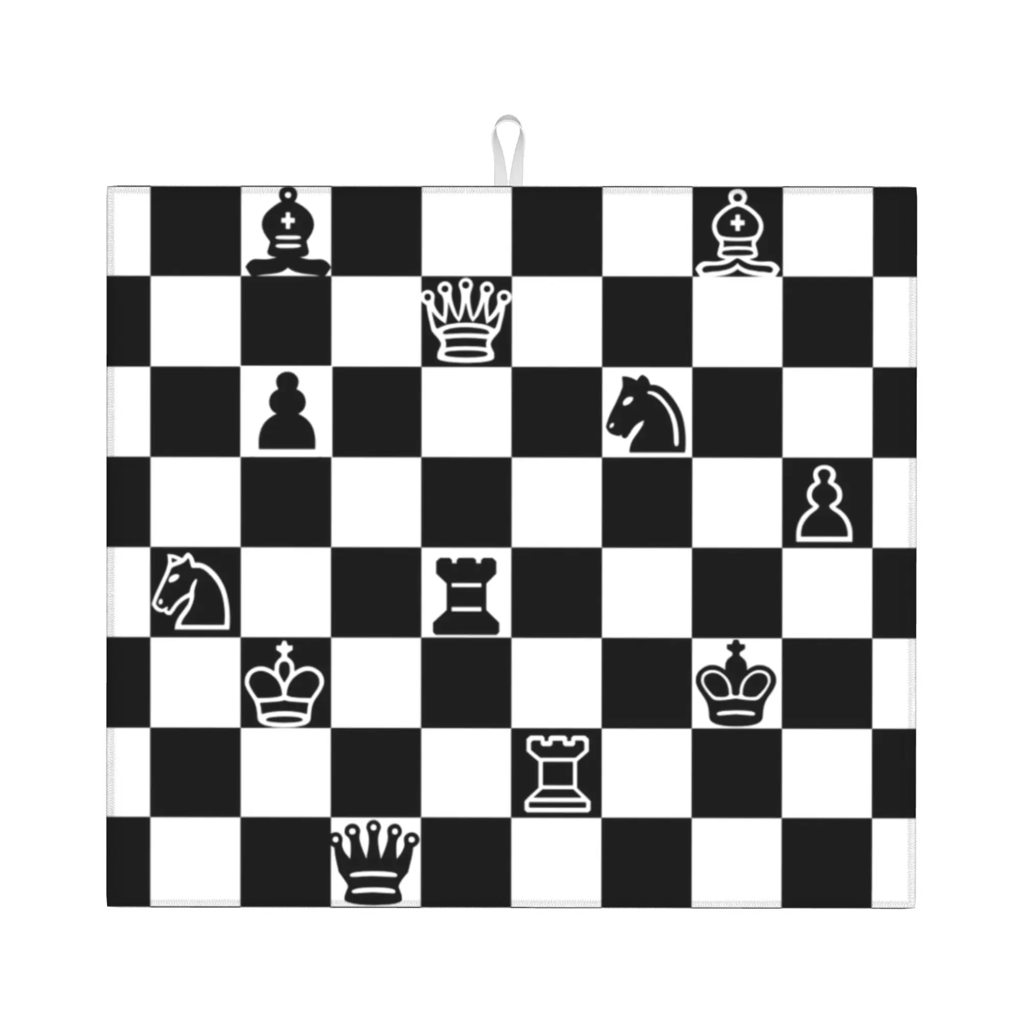 Drying Mat For Kitchen Chess Water Absorbent Waterproof Reusable Chessboard Game On Slip Kitchen Counter Protector Mat