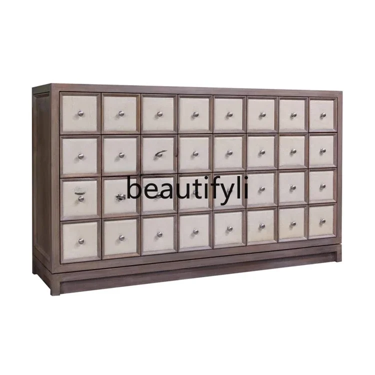 

ls 42American country retro chest chest multi-drawer decorative cabinet bedroom living room old log display cabinet