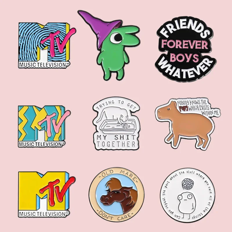 Cartoon Cute Animal Shaped Metal Combination Badge Personalized Fun English Letter Versatile Accessories Brooch Set Badges Metal
